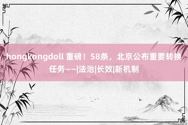 hongkongdoll 重磅！58条，北京公布重要转换任务——|法治|长效|新机制