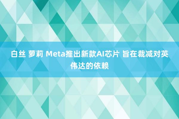 白丝 萝莉 Meta推出新款AI芯片 旨在裁减对英伟达的依赖