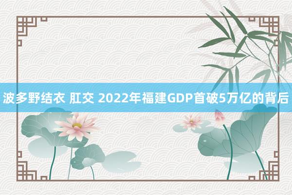 波多野结衣 肛交 2022年福建GDP首破5万亿的背后