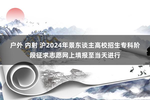 户外 内射 沪2024年景东谈主高校招生专科阶段征求志愿网上填报至当天进行