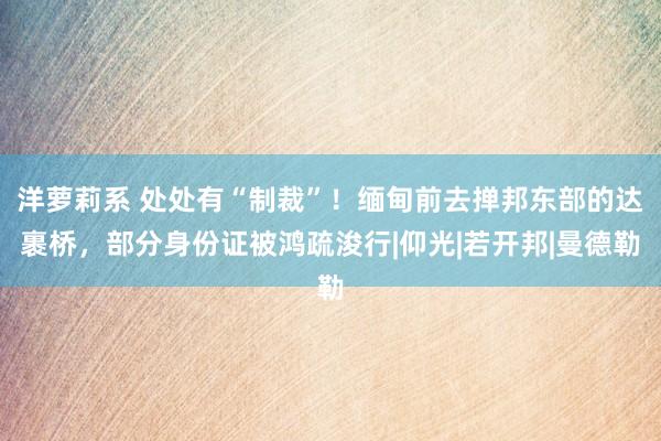 洋萝莉系 处处有“制裁”！缅甸前去掸邦东部的达裹桥，部分身份证被鸿疏浚行|仰光|若开邦|曼德勒